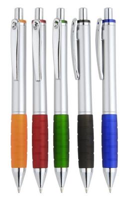 China retractable ball point pen with color rubber grip for sale