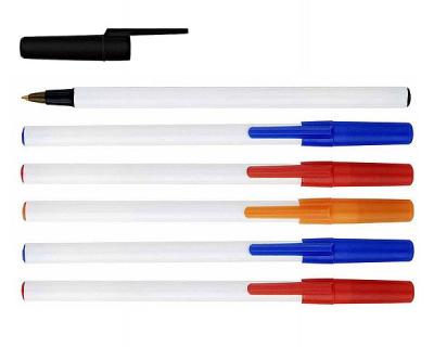 China white barrel simple stick ball pen, BIC stick pen, BIC style cheap pen, long writing for sale