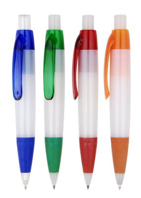 China assorted color advertising plastic transparent ball pen for sale