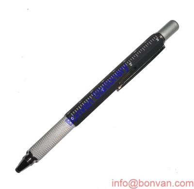 China 6 in 1 mult-functional metal tool touch pen, metal ruler pen,metal tool pen for sale