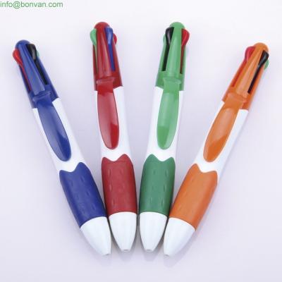 China Click Plastic Retractable Ballpoint 4 color Pen, four colors ballpoint pen for sale