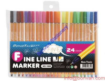 China 24 colors watercolor fineliner, ultra fine tip, Promotional Colored Fineliner Pen for sale