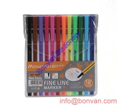 China PVC pouch packing fineliner set, PVC bag fineliner pen set,stationery fineliner set for sale