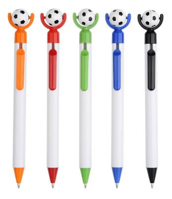 China football shape click promotional advertising logo slogan promotion ballpoint pen for sale