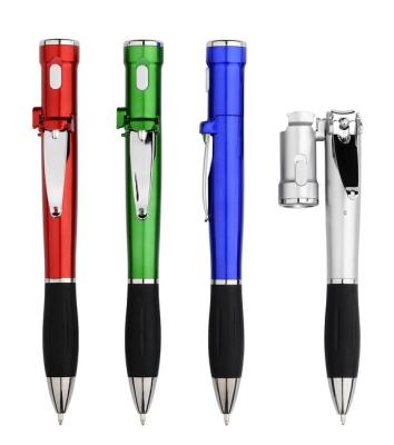 China multifunctional promotional gift ball pen, led light plastic pen with nail cutter for sale