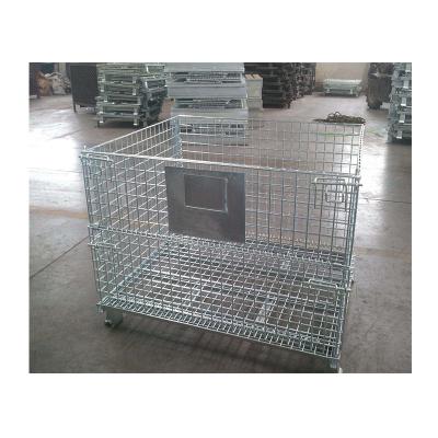 China Heavy Duty Stacking Stacking Metal Folding Metal Storage Tray Foldable Steel Barbed Wire Static Cage for sale