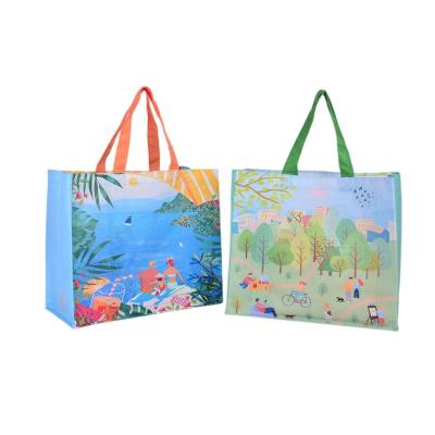 China Eco - Friendly Reusable Full Printing No Film Rpet Eco Friendly Reusable Grocery Bag for sale