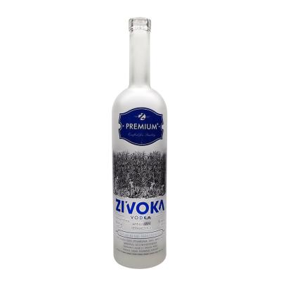 China Vodka wine factory supplier vodka glass bottle custom design frosting and spraying whiskey rum glass bottle wholesale price for sale