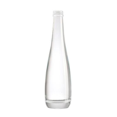 China Wholesale Clear Flat Glass 300ml 500ml Beverage Bottle For Drinks Super Flint Glass Water Bottle With Screw Tops for sale