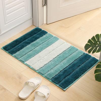 China Durable Striped Furry Chenille Chenille Rug Non-Slip Bathroom Kitchen Rug for sale