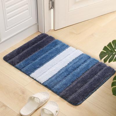 China Durable Bathroom Cover Anti Slip Hotel Foot Slip Chenille Bath Mat Striped Chenille Carpet for sale