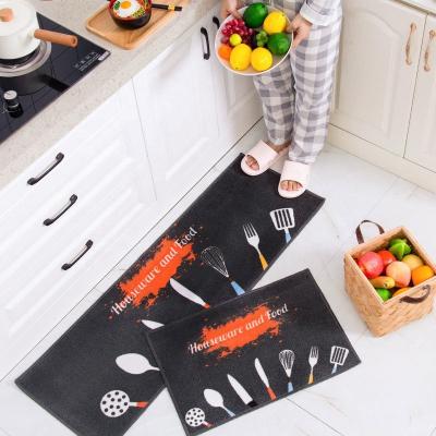 China Factory Outlet Washable 5mm PVC Waterproof And Oil Proof Kitchen Floor Mat 2 Piece Set for sale