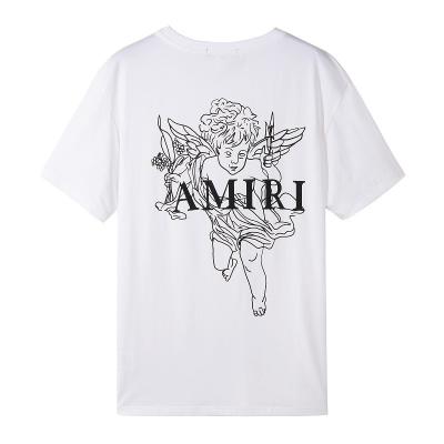 China High Quality Cotton Summer Brand Casual High Street Fashion Angel Lettering Clothing Short Sleeve Men's T-shirts for sale