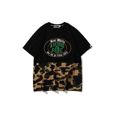 China HIGH STREET High-quality summer 2022 BAPE Ape color letter stitching cotton short sleeve T-shirts for men and women for sale