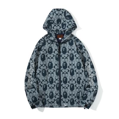 China 100% Cotton Fall and Winter BAPE Co-Branded Sweatshirts Monkey Cardigan Hoodies Hooded Jacket Men's Anorak Zipper Head for sale