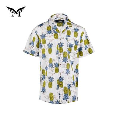 China Latest design sustainable rayon pineapple printed fashion mens clothing hawaiian rayon shirt odm for sale