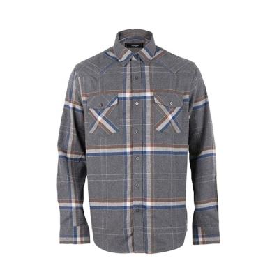 China Newest Design Men's Stylish Wholesale Gray Plaid Check Fall Flannel Best Viable Selling Button Down Shirt for sale