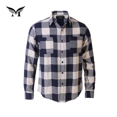 China Good Quality Viable Custom Popular Long Sleeve Checked Clothes Cotton Man Plaid Flannel Shirt for sale