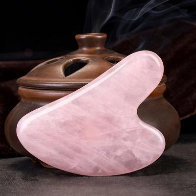 China Best Wholesale Eco-friendly Rose Quartz Real Jade Gua Sha Crystal Guasha Face Roller Stone Massager for sale