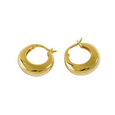 China FASHIONABLE 925 Polished Silver Chunky Thick Circle Huggie Hoop Earring Earring for sale