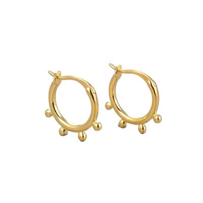 China CLASSIC Gold Plated S925 Sterling Silver Circle Huggie Hoop Earring Beads Separate Huggie Circle Earring for sale