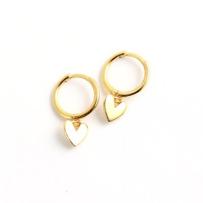 China FASHION Responsive 925 Silver Polished Tiny Hoop Earring Love Heart Dangle Huggie Hoop Earring for sale