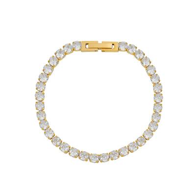 China FASHIONABLE Minimalist Zircon Tennis Link Tennis Bracelet Stainless Steel Chain Bracelet for sale