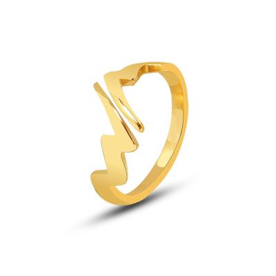 China Cute Geometric Gold Ring Jewelry Lightning Ring 18k Gold Plated Ring for sale