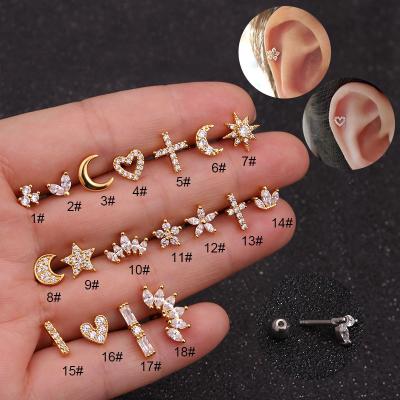 China CLASSIC Diamond Zircon Brass Gold Screw Back Ear Clip Earrings Piercing Jewelry for sale