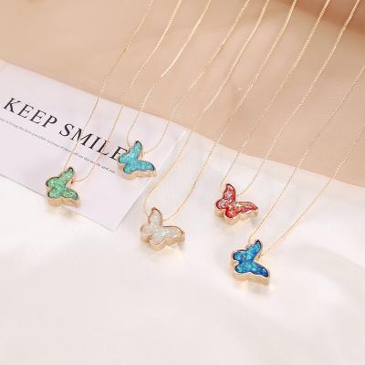 China INS CLASSIC Summer Necklace Chain Resin Brass Butterfly Necklace for sale