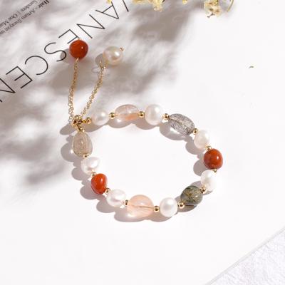 China Gold Trendy Natural Freshwater Crystal Bead Stone Spectrolzte Aventurine Jade Fashion Adjustable Bracelet for sale