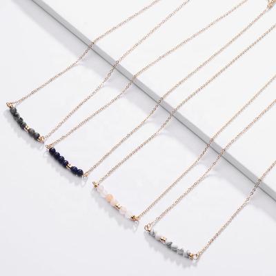 China \Natural Sensitive Morse Code Gemstone Beads Fill Simple Chain Necklace For Gift Birthstone Necklace for sale