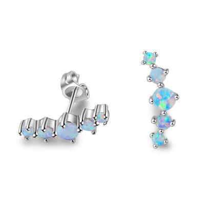 China Vintage Silver S925 Claw Setting Opal Earrings Sterling Silver Five Around Opal Stud Earrings for sale