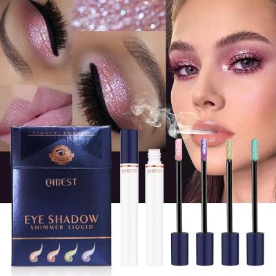 China QIBEST Cigarette Eyeshadow Diamond Pearlescent Liquid Shine Colorful Eyeshadow Waterproof Highlight Eyeshadow Set for sale