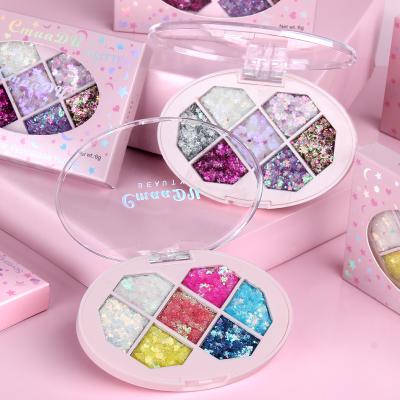 China CmaaDu Waterproof 7 Colors Shimmer Diamond Eye Shadow Sequins Dye Cosmetics Face Glitter Eyeshadow Palette Makeup for sale