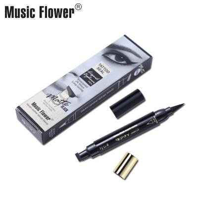 China 24H Liquid Eyeliner Stamp Pen Waterproof Double Head Black Flower Music Eyeliner Waterproof Smudge Proof Quick Dry Pen for sale