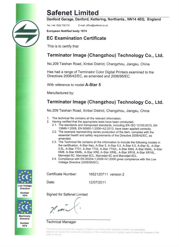 EC Examination Certificate - A-Starjet Sales Company