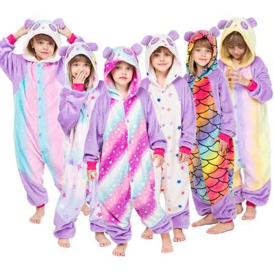 China Thermal Cartoon One Piece Pijama Kigurumi One Piece Pijama For Kids Fleece Pajamas for sale