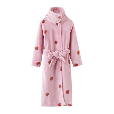 China Wholesale Winter Thermal Fleece Nightgown Long Robe Children Kids Flannel Bathrobe for sale