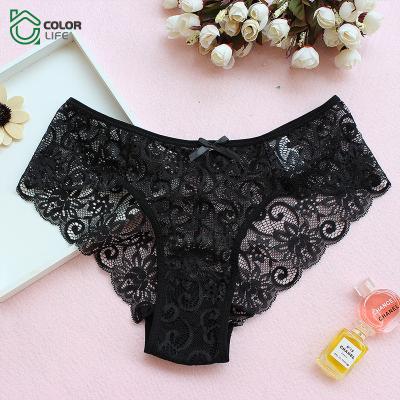 China Wholesale Breathable Nylon Women Lace Up Transparent Breathable Underwear Panties With Bow for sale