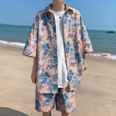 China Other 2021 Summer Hong Kong Style Exterior Plus New Size Short Sleeve Shirt Shorts Set M-5X HQ21235-S60 for sale