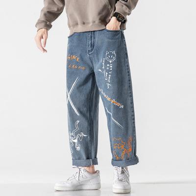 China The other new Japanese shadow wall plus size graffiti printing jeans M-5X GK20439-S55 autumn 2020 for sale