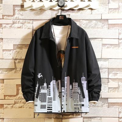 China Anti-pilling new 2021 spring Japanese white brick wall hanging large size printing jacket M-5X HJ21025-S65 for sale