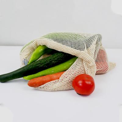 China Mesh Cotton Shopping Bag Produce Reusable Eco-Friendly Biodegradable For Fruit Vegetable for sale