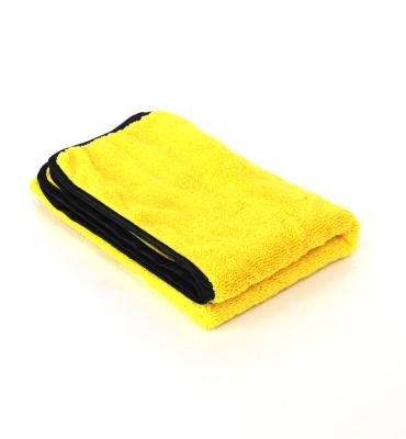 China Viable Yellow Plush Cloth Microfiber Quick Dry Car Cleaning Towel for sale