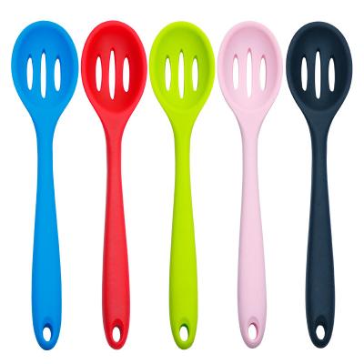 China 10.8 Inch Durable Large Size Non-Stick Colorful Silicone Slotted Spoon Kitchen Serving Serving Utensil for Draining Mixing Cooking for sale