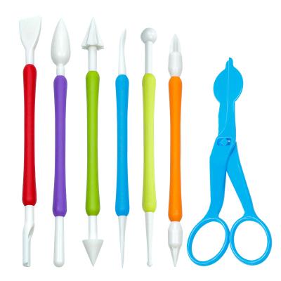 China Viable Colorful 7pcs DIY Fondant Icing Tool Kit Cake Decorating Sculpt Modeling Pastry Baking Tools for sale