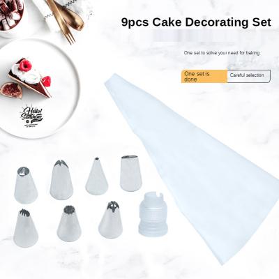 China Sustainable Stainless Steel Biscuit Cookie Cake Decorating Icing Spout Piping Tip Set Of 9 Pastry Baking Tools for sale