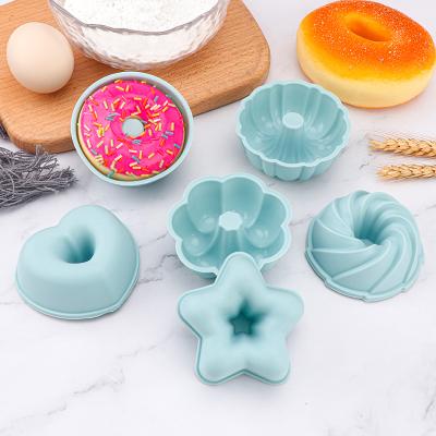 China Viable Heart Star Flower Circle Shaped DIY Children Kids Small Silicone Donut Cake Mold Set Of 6 For Kitchen Baking for sale