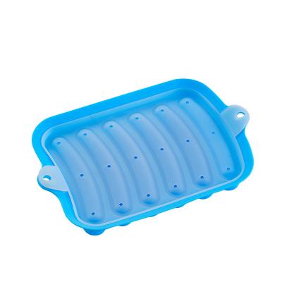 China Viable 6 Cavity DIY Silicone Sausage Mold With Lid Hot Dog Maker for sale